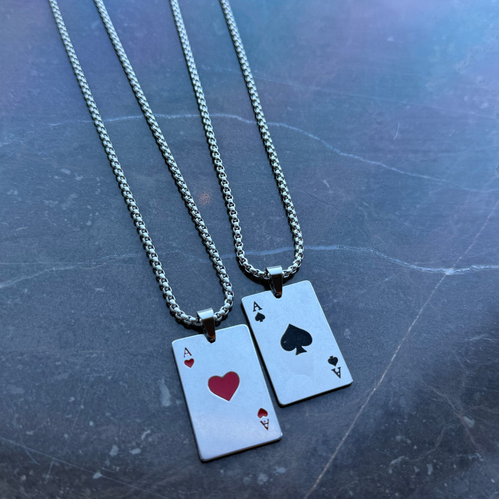 Ace of Hearts & Spades Matching Necklace Set
