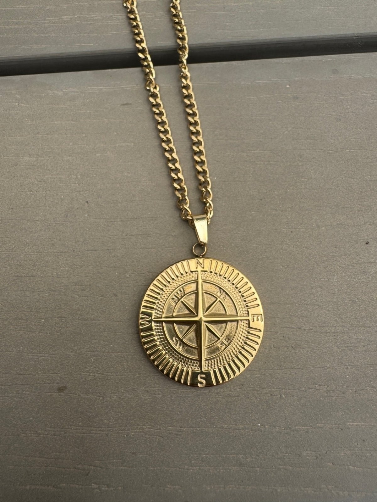 Gold Compass Pendant Necklace