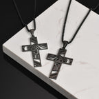 Black Jesus Cross Pendant Necklace