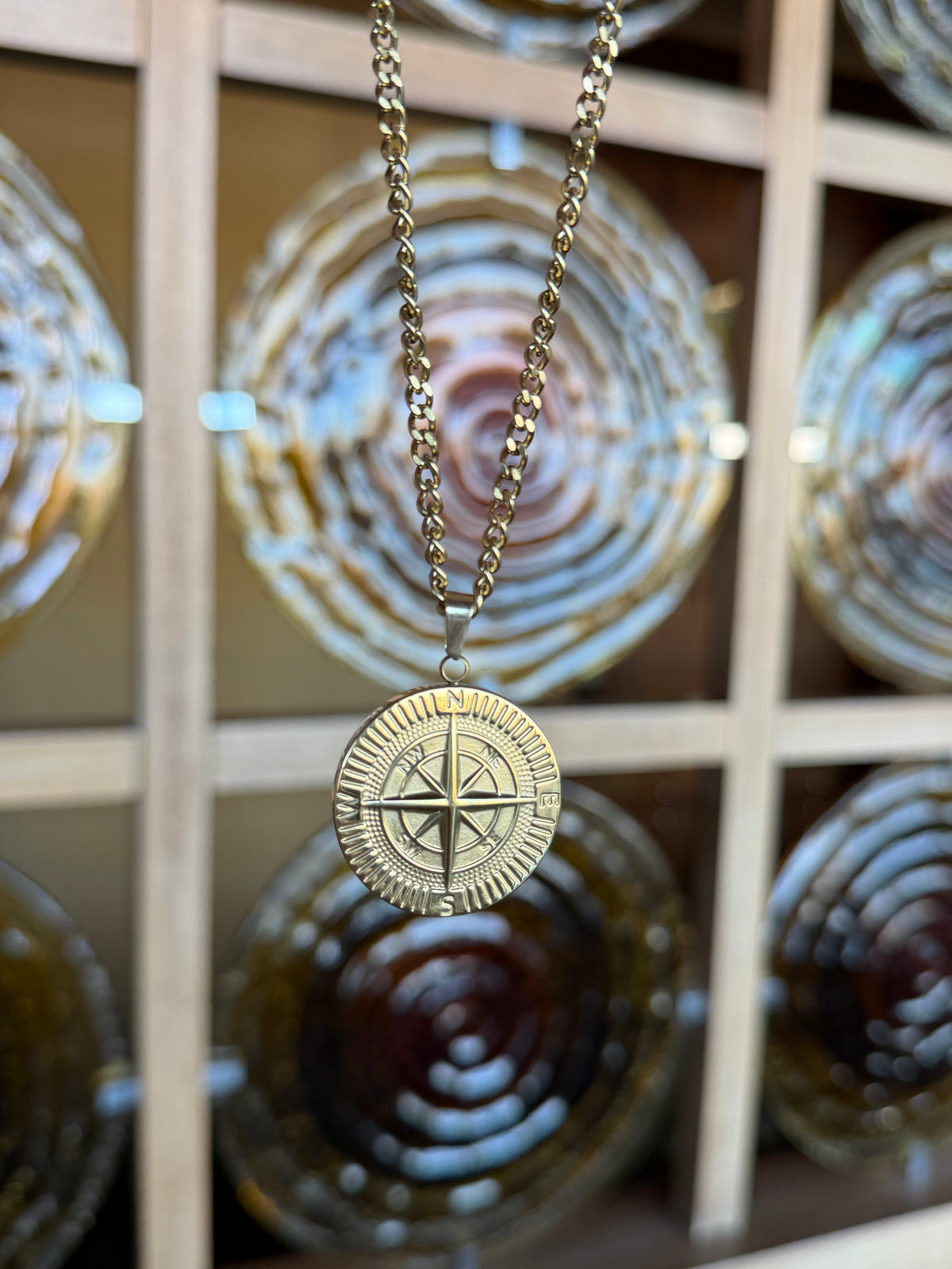 Gold Compass Pendant Necklace