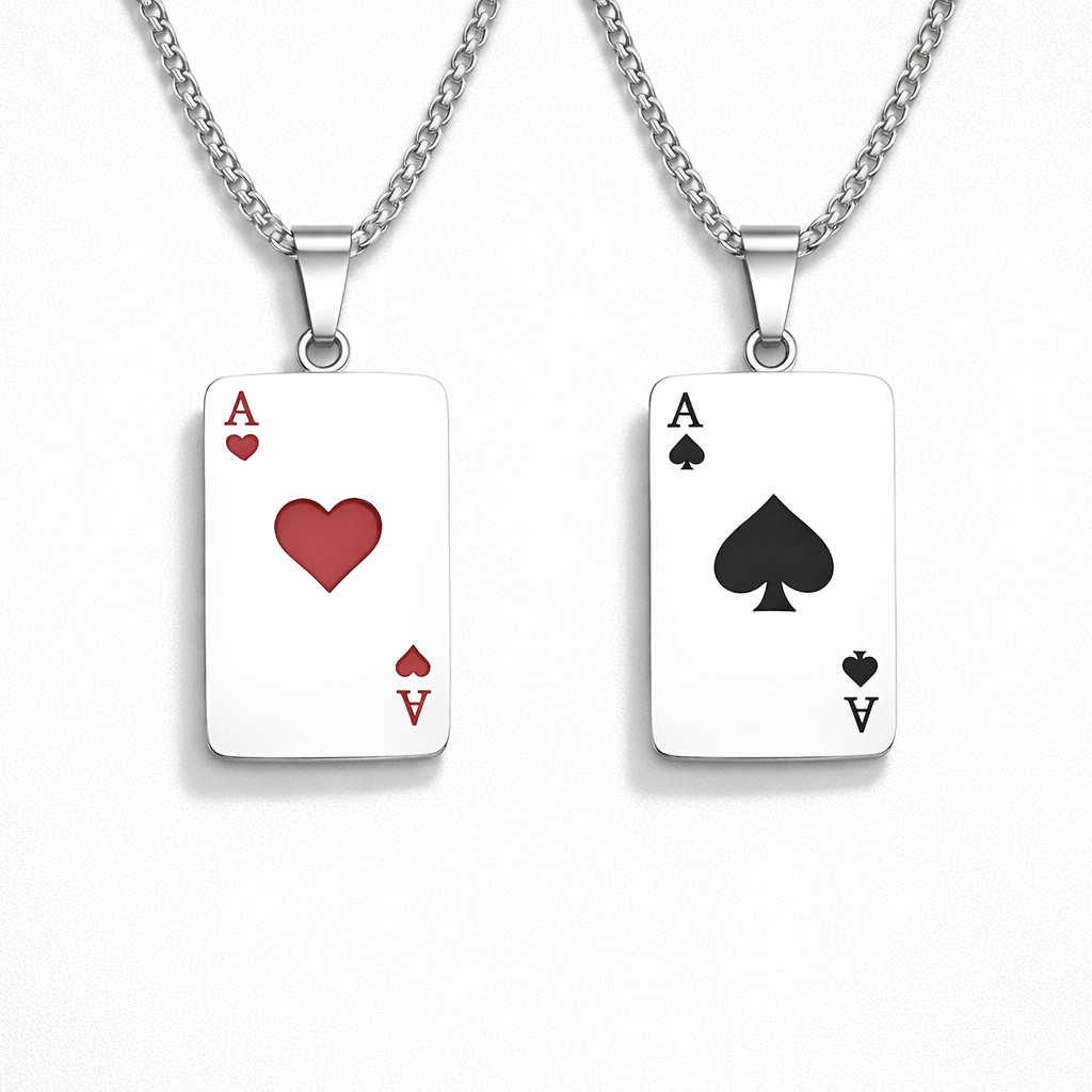Ace of Hearts & Spades Matching Necklace Set