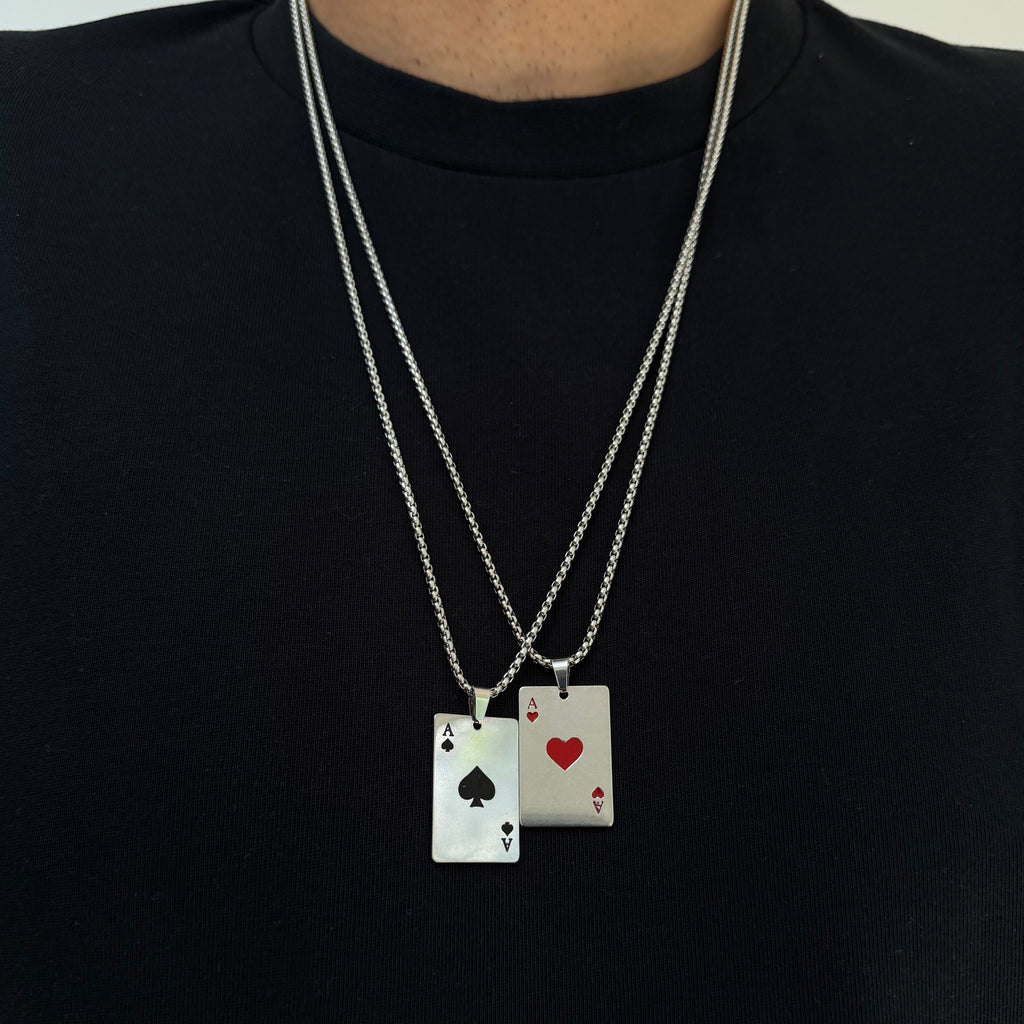 Ace of Hearts & Spades Matching Necklace Set
