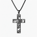 Black Jesus Cross Pendant Necklace