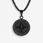 Black Compass Pendant Necklace