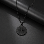 Black Compass Pendant Necklace
