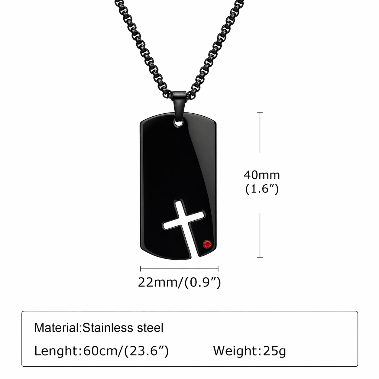Black Crossmark Pendant Necklace