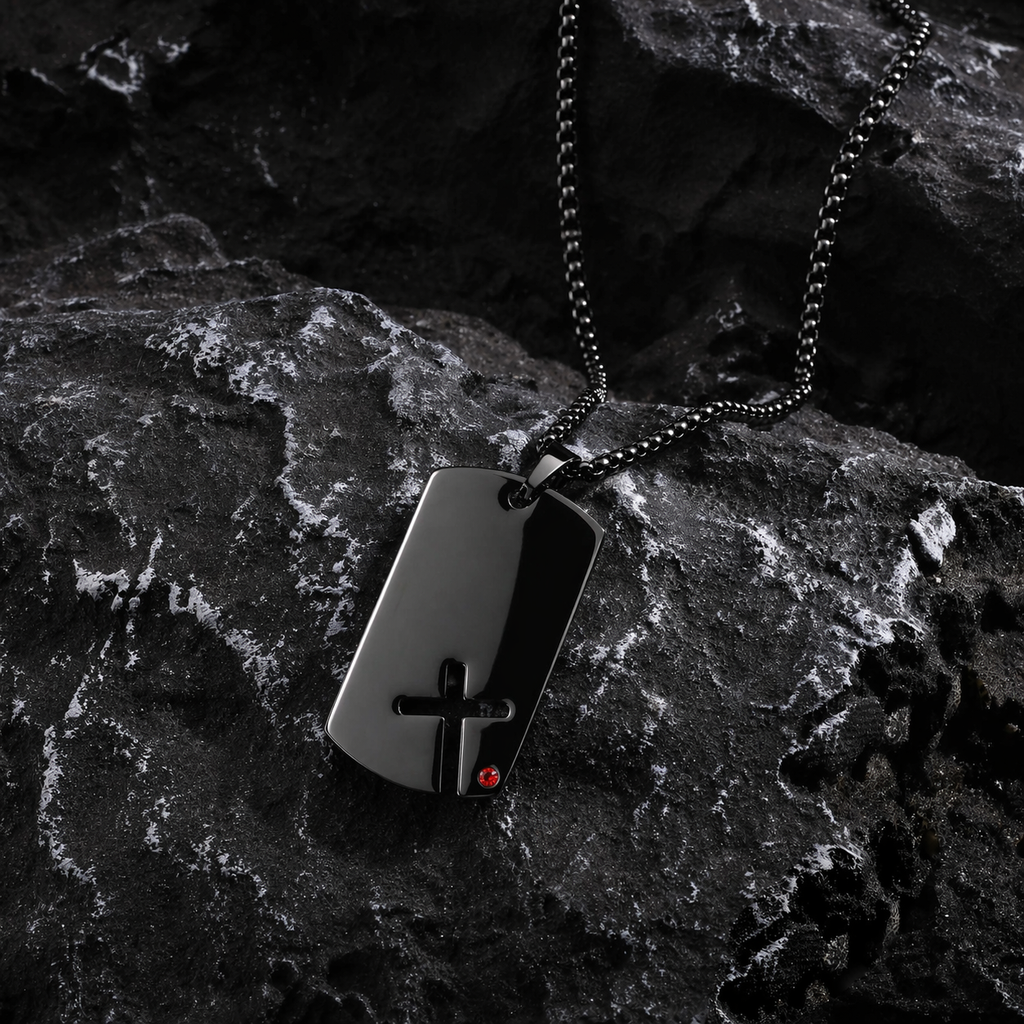 Black Crossmark Pendant Necklace