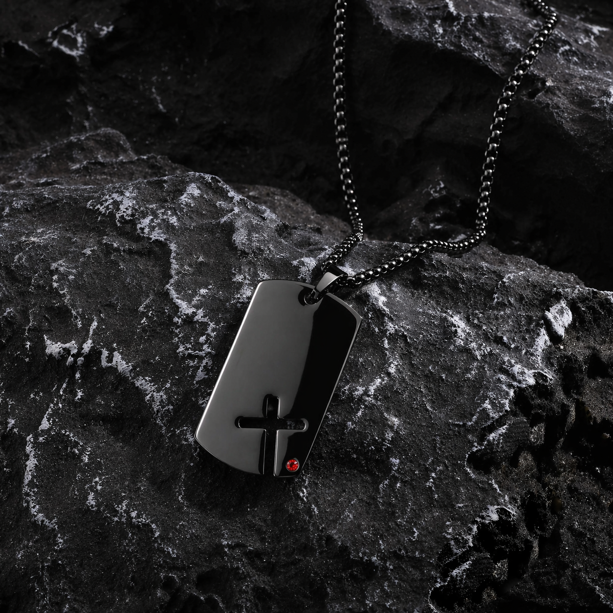 Black Crossmark Pendant Necklace