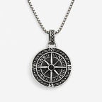 Shadow Silver Compass Pendant Necklace