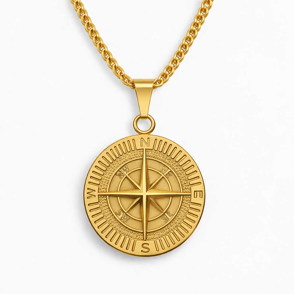 Gold Compass Pendant Necklace