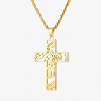 Gold Jesus Cross Pendant Necklace