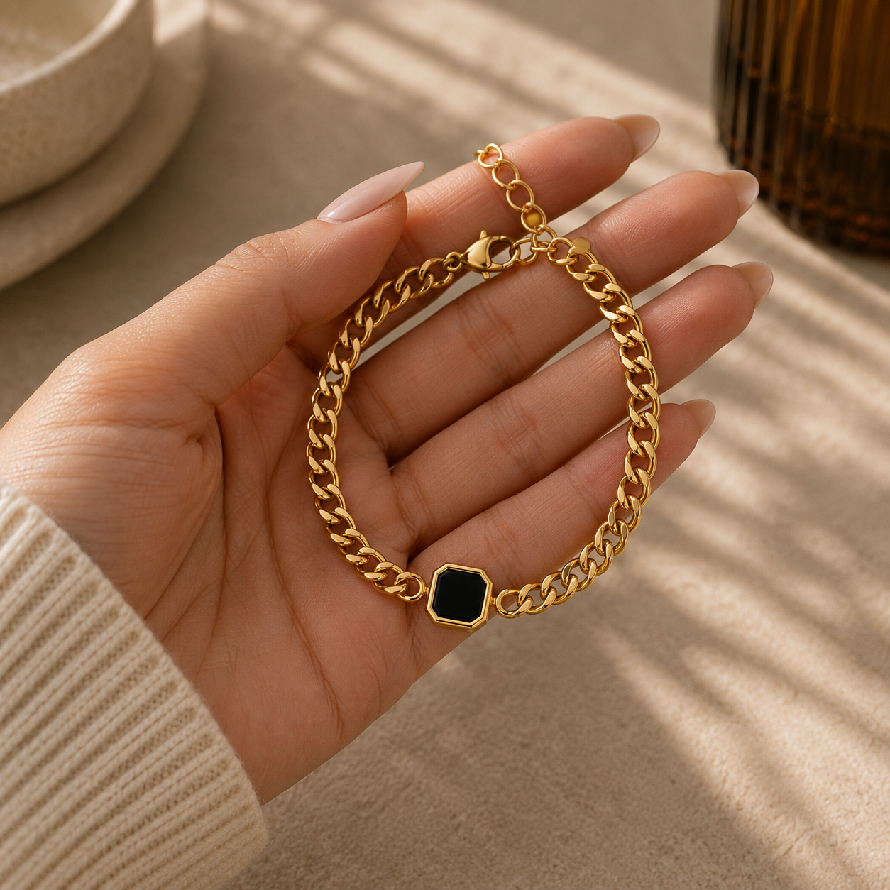 Gold Onyx Bracelet