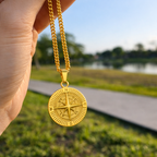 Gold Compass Pendant Necklace