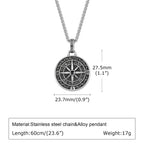 Shadow Silver Compass Pendant Necklace