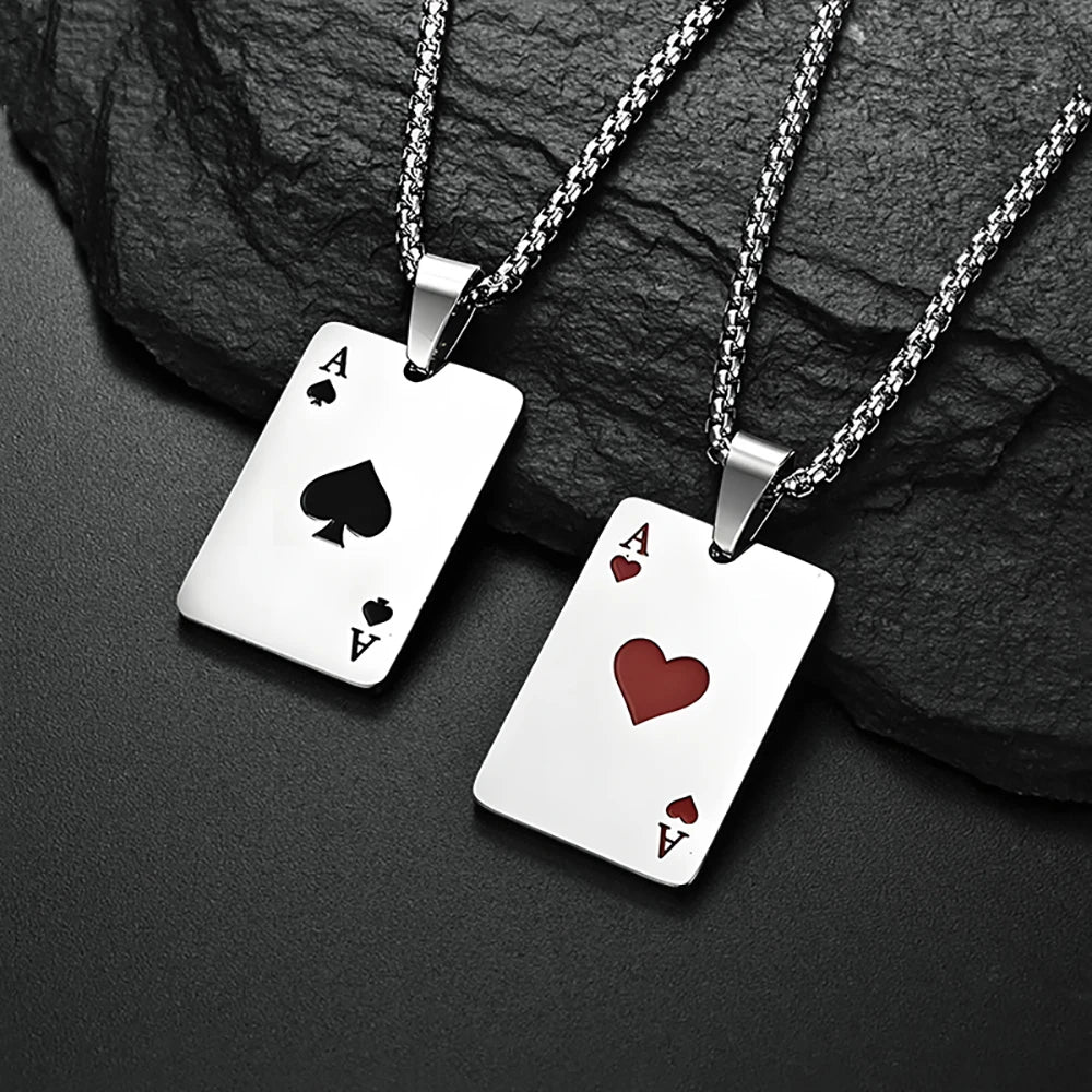 Ace of Hearts & Spades Matching Necklace Set