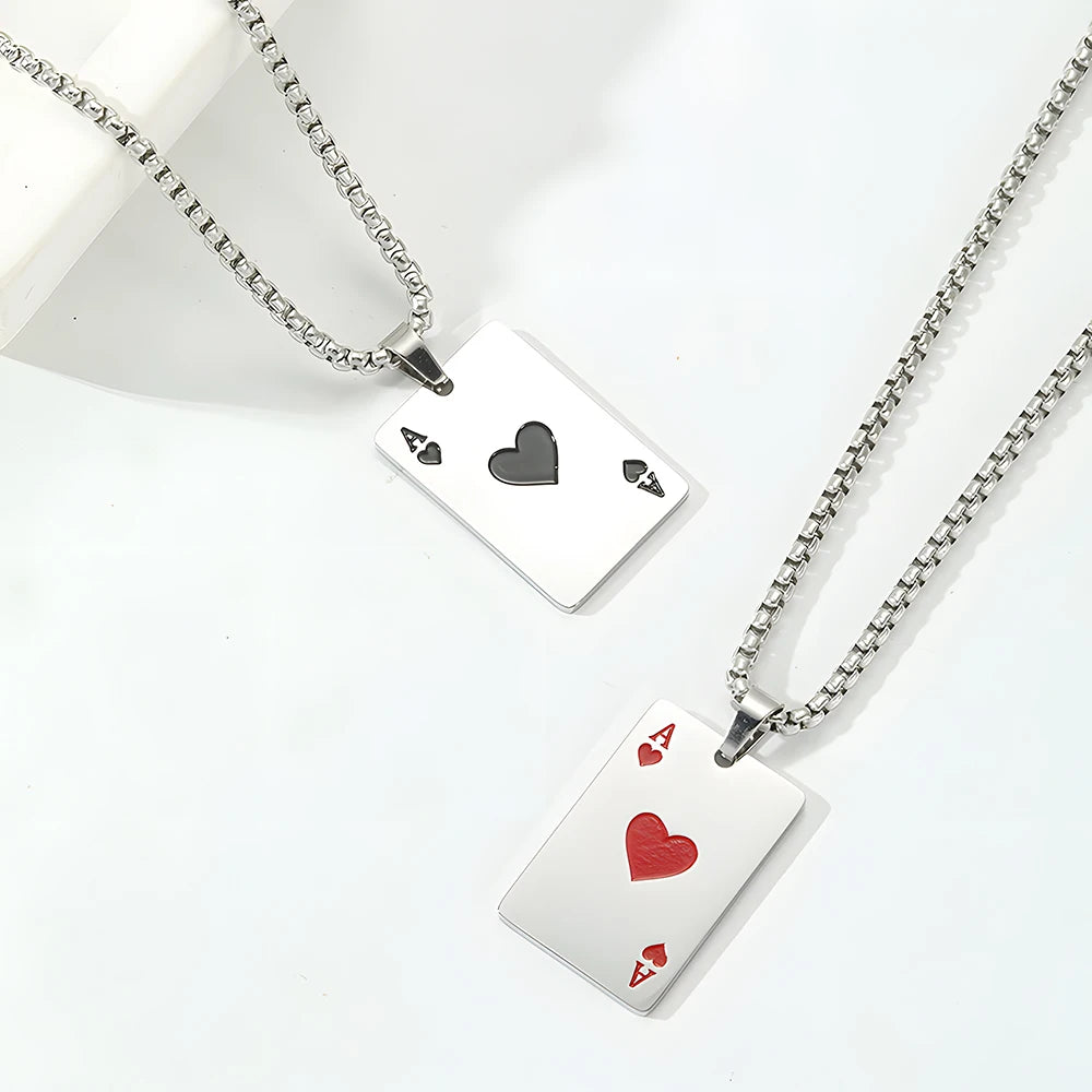 Ace of Hearts & Spades Matching Necklace Set