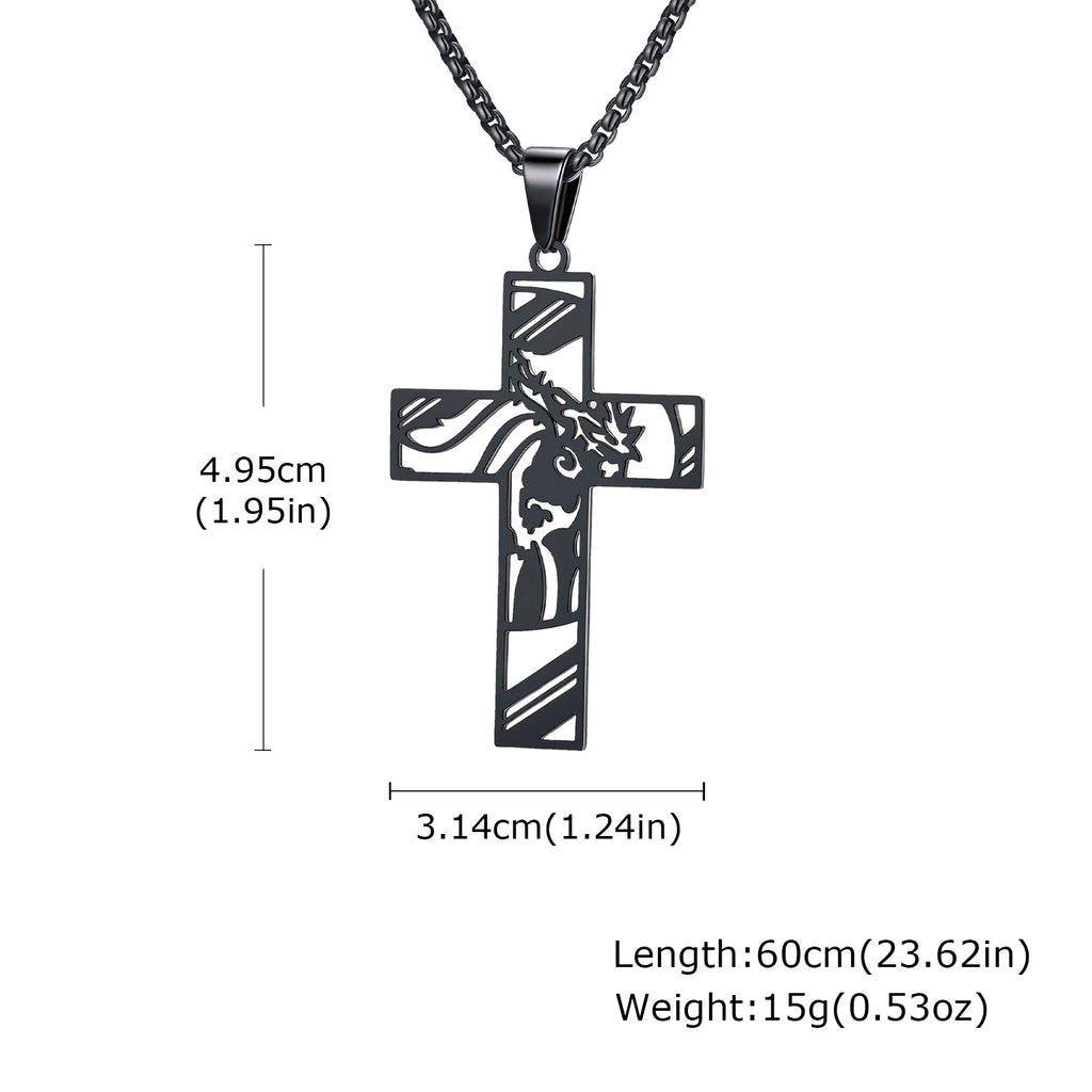 Black Jesus Cross Pendant Necklace