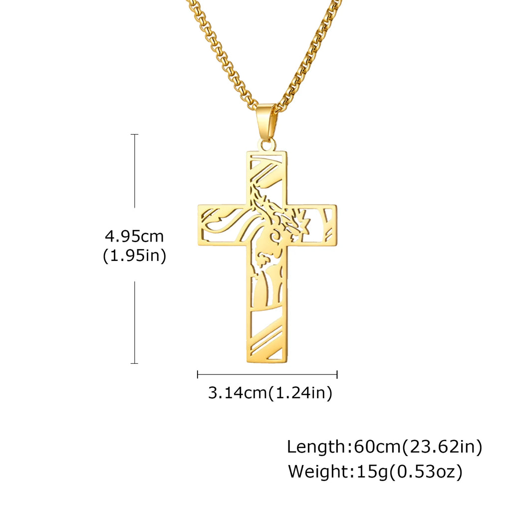 Gold Jesus Cross Pendant Necklace