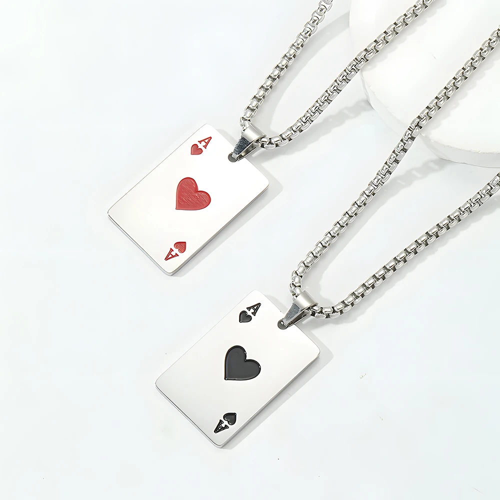Ace of Hearts & Spades Matching Necklace Set