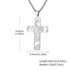 Silver Jesus Cross Pendant Necklace