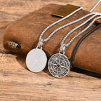 Shadow Silver Compass Pendant Necklace