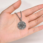 Shadow Silver Compass Pendant Necklace
