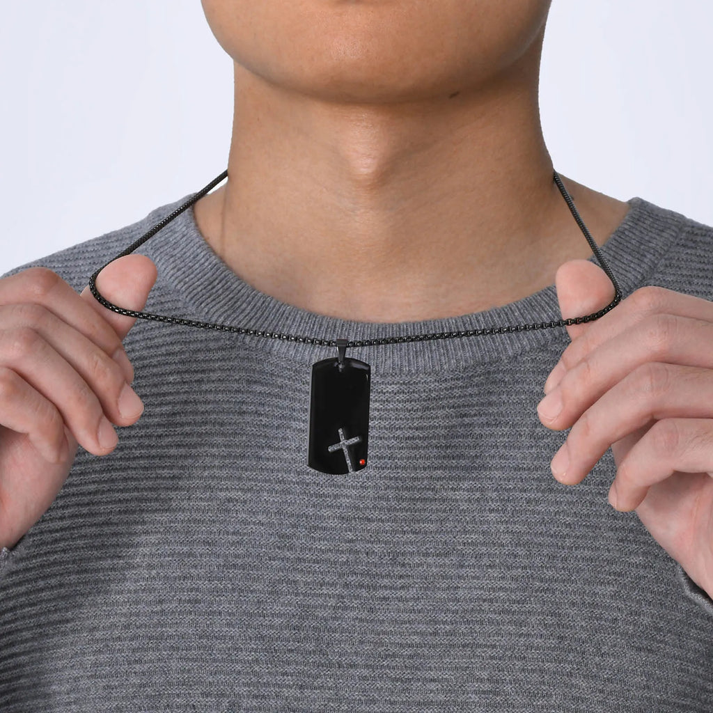 Black Crossmark Pendant Necklace