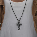Black Jesus Cross Pendant Necklace
