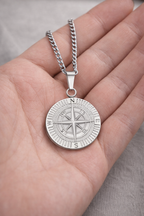 Silver Compass Pendant Necklace