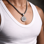 Silver Compass Pendant Necklace