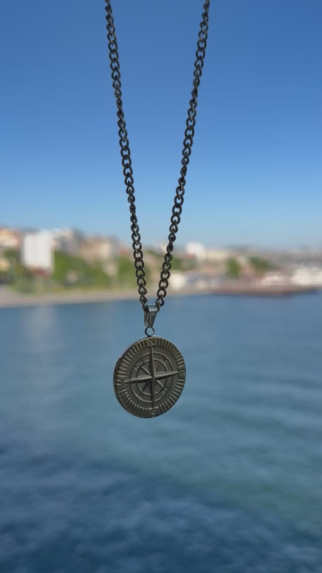 Gold Compass Pendant Necklace